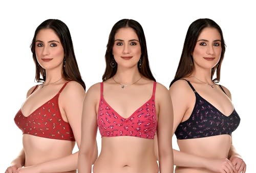 Image of Full Coverage Non Padded Wire Free Daily Use Regular Printed Bra for Women and Girls in Multicolor