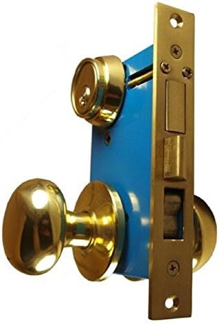 Maxtech Heavy Duty ORNAMENTAL Iron Gate Double Cylinder Mortise Lockset 2-1/2" Backset 1"X 7-1/8" Faceplate Polish Brass (Right Hand Reverse )