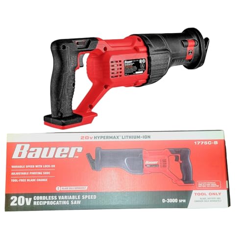 Generic 20V Cordless Variable Speed Reciprocating Saw Compatible with Bauer - Tool Only, Red and Black