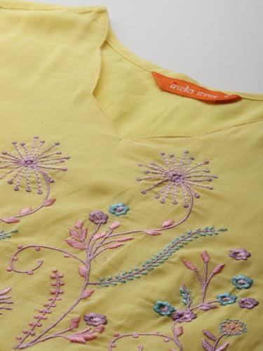 Image of INDO ERA Women's Pure Cotton Embroidered Thread Work Kurta & Pant with Dupatta Set (IEAI13046)