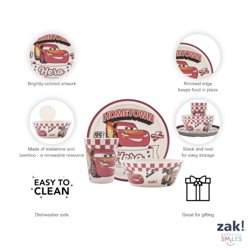 Image of Zak Designs Disney and Pixar Cars Kids Dinnerware Plate Bowl & Tumbler