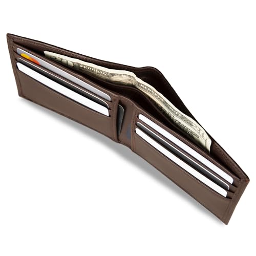 Image of Nautica Men's Bifold Leather Wallet | RFID Blocking | ID Window | Card Slots | Organization | Durable | Stylish