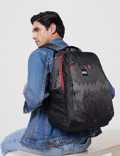 Image of Wildcraft Wiki 1 30L Laptop Backpack for Men & Women | Fits 15.6 inch Laptop | Padded Shoulder Straps, Multi Compartments, Anti-Theft Zippers | School & College Bag | Ombre Pattern Black