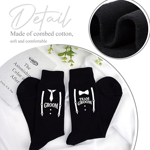 LADY & HOME Groomsmen Socks for Men - Wedding Gifts, Proposal Gift, Groom Bestman Novelty Cotton Socks3