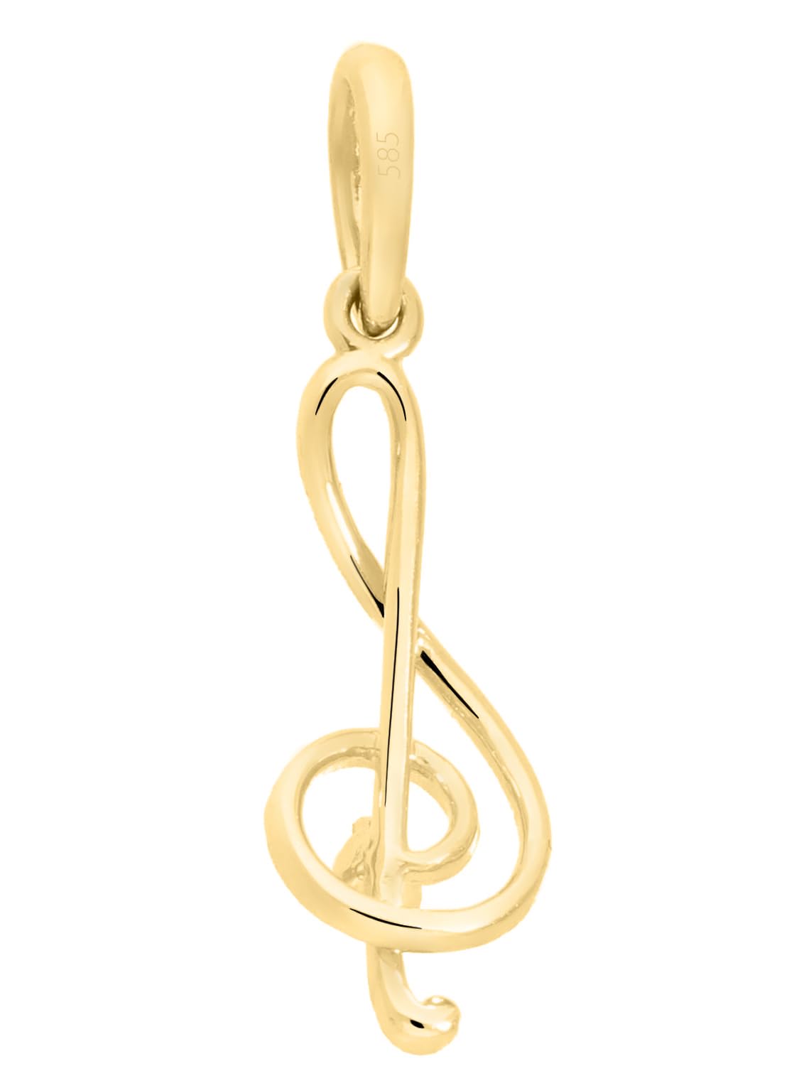 MyGold Ordenador Llave Colgante de oro 585 oro amarillo (14 quilates) maciza con piedra Circonita 25 mm x 7 mm cadena colgante Instrumento Musical Músicos Sänger Regalos para mujeres Melody a de