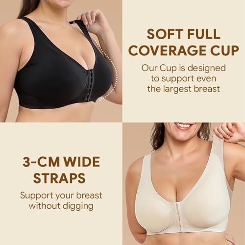 Lyzlook Bras Front Closure, LunaHug - Seamless Front Buckle Cross Back Shaping Bra4