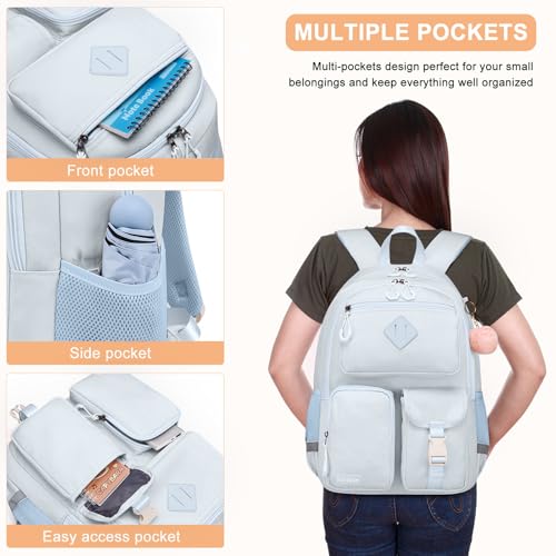Image of School Backpack for Teen Girls, Cute College Backpacks for Women | Kids Students Bookbag 15.6 Inch Laptop Bag Middle School Back Pack, LightBlue