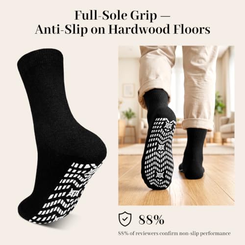 Image of Artfasion Non Slip Grip Socks Men: Fall Prevention Hospital Seniors 9-15