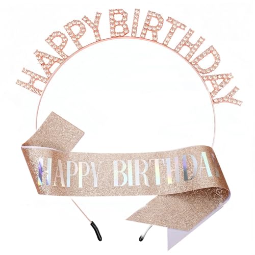 XINGKANG Birthday Crown Headband, Rhinestone Princess Headpiece, Shoulder Strap Accessories, Women, Princesses, Adults, Brilliant?eye-catching, SRZM