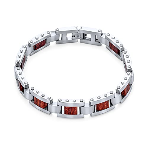 Pulsera masculina Bling Jewelry 8.5 in marrón y acero miniatura 2