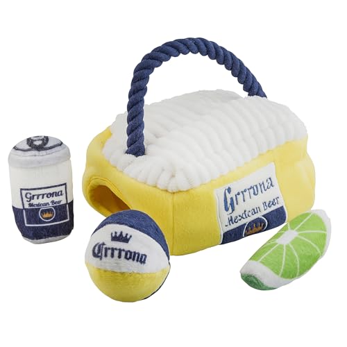 Haute Diggity Dog Grrrona Cooler Activity House, Plush Designer Dog Toys with Interactive Squeaker, Stimulating Pet Enrichment, Machine-Washable & Safe Materials for All Breeds, One Size