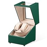 Mcbazel Uhrenbeweger 2 Uhren Automatische Uhrenanzeige, Watch Winder Aufbewahrung Rotation, Armbanduhr Box Uhren Dreher mit 2 Schlitzen Krokodilleder Muster – Grün