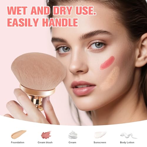 Extra Large Body Makeup Brush For Self Tanner, Leg Makeup &Bronzer Blend,90 mm Wide-headed Kabuki Brush Provides More Even &Pretty Application, Sunscreen Face& Back Makeup Brush, Wet&Dry