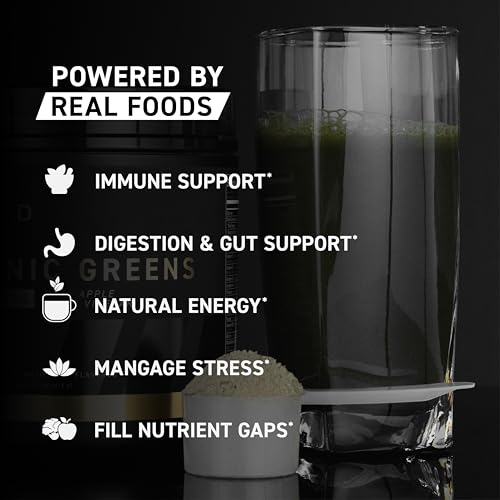 Image of Kaged Organic Greens Elite, Superfood and Greens Powder with Apple Cider Vinegar, Adaptogen, Prebiotics, Vitamins & Minerals, Berry, 30 Servings