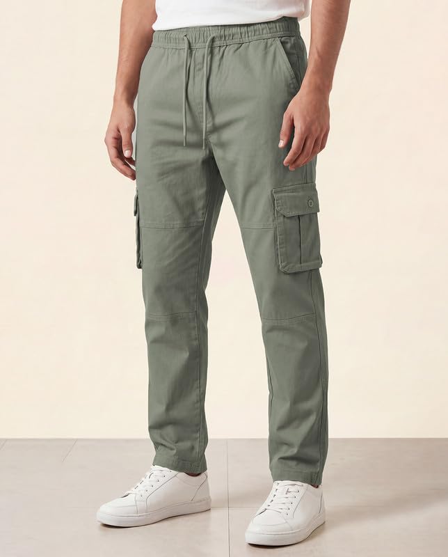 Image of WarriorWorld Men's Cotton Cargo Joggers - Greige