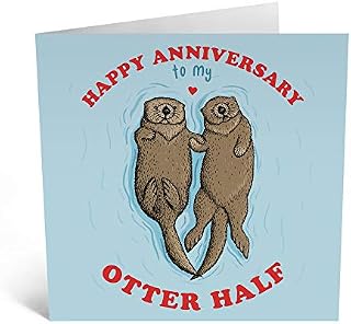 Central 23 - Cute Anniversary Card for Her - 'Happy Anniversary To My Otter Half' - Sweet Anniversary Card for Wife - Anniversary Card for Husband - Comes with Fun Stickers