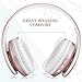 TUINYO Wireless Headphones Over Ear, Bluetooth Headphones with Microphone, Foldable Stereo Wireless Headset-Rose Gold