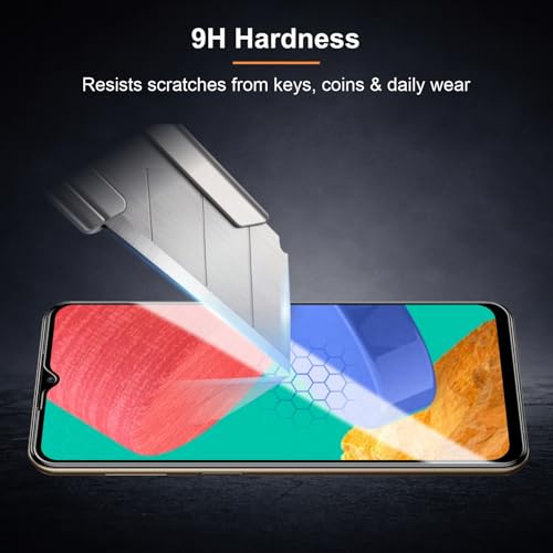 Image of Tempered Glass for Samsung Galaxy M33 | M13 | A13 | F13 | A23 | F23 (6.6 Inch) Military Grade 9H Screen Guard, Anti-Scratch, Shatterproof, Edge-to-Edge Full Coverage - Black Border