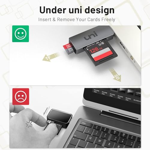 Image of SD Card Reader, uni USB 3.0 to SD /Micro SD Card Adapter 2-in-1, Aluminum USB SD /TF Memory Card Reader for SD, SDXC, SDHC, MMC, RS-MMC, Micro SDXC, Micro SD, Micro SDHC Card and UHS-I Cards | Micro SD Memory Card Reader, Support SDHC /SDXC /MMC /UHS-I Card, for Mac, Win, Linux, PC, Laptop, Chromebook, Camera