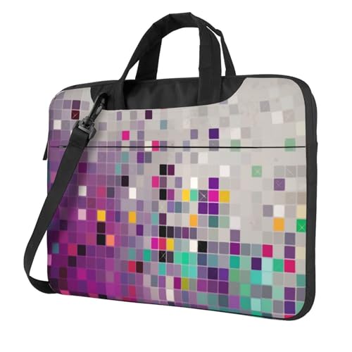 Sac pour ordinateur portable à motifs carrés colorés mallette antichoc avec bandoulière