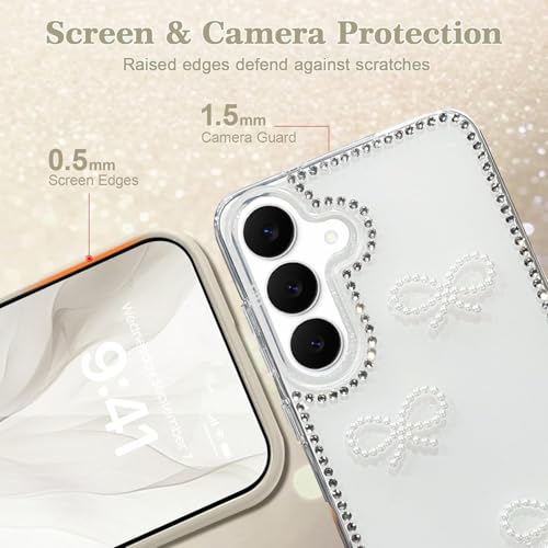 Image of DIZORO for Samsung Galaxy A17 5G case,Cute Bow Tie Aesthetic Phone Case,Trendy Slim Hard IMD Shockproof Protective Bumper Designer Phone Back Cover for Women Girls - White