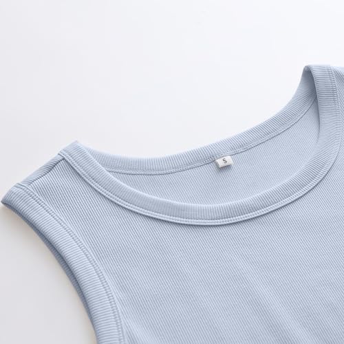 Image of ANRABESS Womens Sleeveless High Neck Tank Tops Fashion Summer Casual Basic Slim Fit Ribbed Racerback Top Shirt Clothes