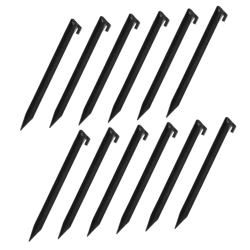 BCOATH 12 Pcs Outdoor Tent Pegs Tents Tent Spikes Beach Sand Stakes Tent Poles Heavy Duty Stakes for Ground Outdoor Tent Ground Nail Tent Camping Stakes Tarp Stakes Black Plastic