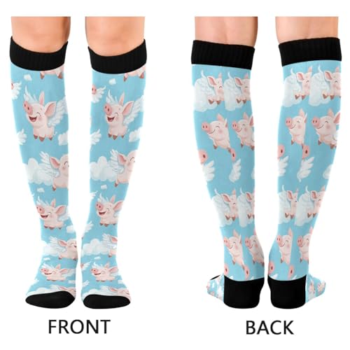 Image of Wusikd Blue Yellow Monster Trucks Compression Socks for Women and Men Circulation Long Socks for Athletic Running 1