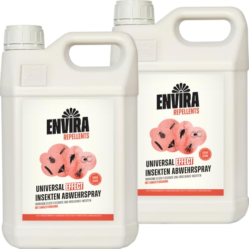 Envira Universal Effect Insekten Abwehrspray 2 x 5 Liter - Extra starkes Spray mit Langzeitwirkung gegen Trauermücken, Silberfische, Lebensmittelmotten & weiteres Ungeziefer - Mittel gegen Insekten