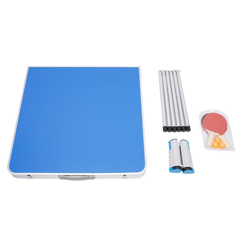 Tavolo pieghevole da tennis per interni ed esterni, con 2 cuscinetti e 3 palline, mini tavolo da ping pong per casa e giardino, 152 x 76 x 76 cm