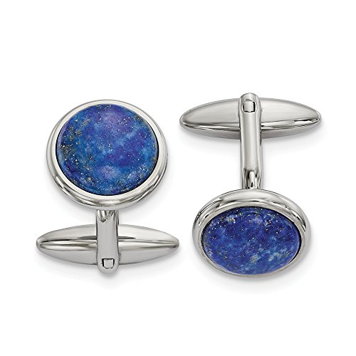 Stainless Steel Polished Lapis Cufflinks
