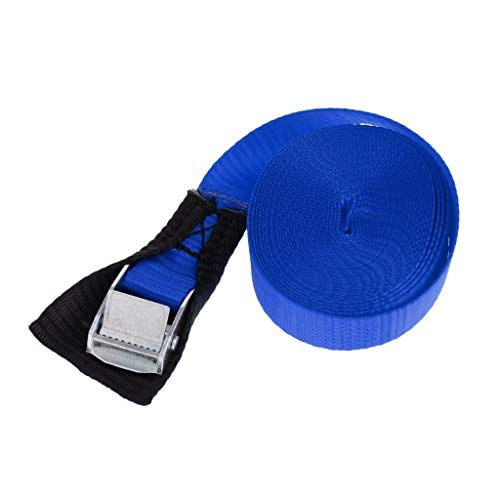 Inzopo Heavy Duty Polyester Tie Down Strap with Metal Cam Buckle for Kayak Canoe Boat Surfboard SUP Trailers - Choose Size & Color Blue 5m x 25mm