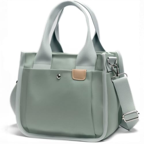 Image of Small Canvas Tote Bag with Zipper, Canvas Multi-Pocket Crossbody Bag Purse Top Handle Satchel Handbags