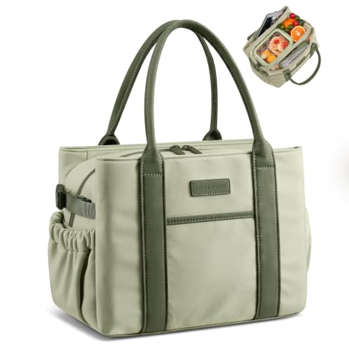 LOVEVOOK Insulated Lunch Bag Women with Triple Compartments & Bottle Holder