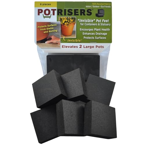 POTRISERS 6 Pack Large 2 Wide x 3/4 Tall | Invisible Pot Feet & Plant Risers | Drainage & Airflow for Planters Pots Garden Decor | Patios Decks Gardens