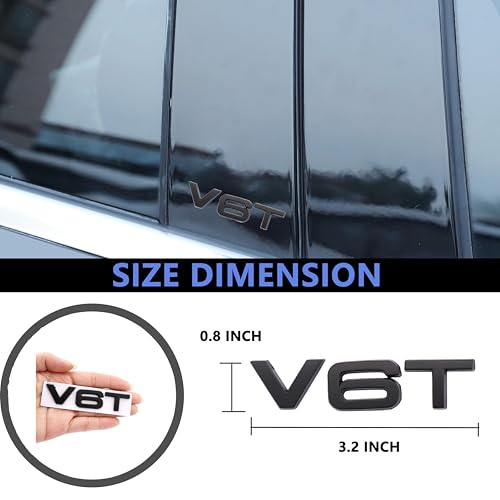 Image of V6T Emblem 3D Metal Badge Car Hood Truck Door Side Fender Rear Trunk Emblem Sticker Decals for RS Sline V6T S3 S4 S5 S6 S7 S8 A4L A5 A6L A3 A4 A7 Q3 Q5 Q7 (Black)