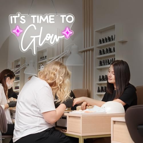 Image of It's Time To Glow Neon Sign Cowgirls Neon Decor Light Sign Girl Glow Party Led Neon Signs for Beauty Room Hair Salon Nails Wax Lash Beauty Decoration Wall Neon Sign