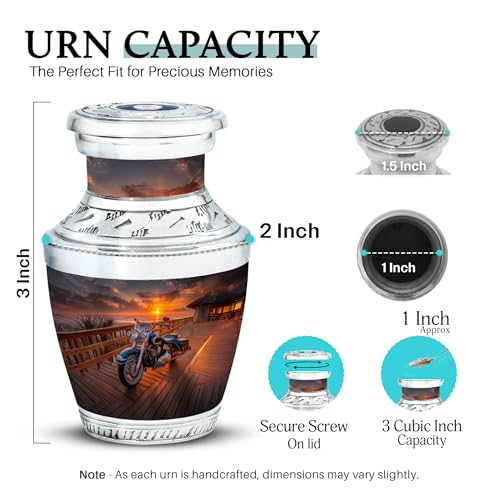 Image of Bike Urn Unique Urns for Human Ashes 3 Inch 2 Qty | Decorative Urn for Male & Female Keepsake for Ashes