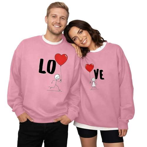 Sweat-shirt sans capuche col rond imprimé pour femme et couple