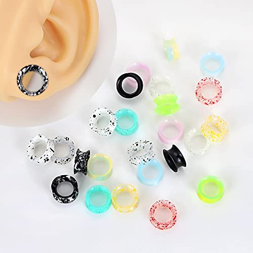 Sutppendux 12Pairs Silicone Ear Tunnels Gauges Plugs Stretchers Expander Double Flared Flesh Tunnels Ear Piercing Jewelry for Women Men 9/16"(14mm) - Thumbnail 3