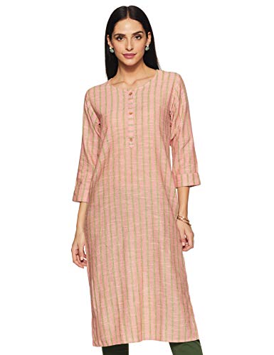 Image of Varanga Women's Cotton Straight Kurta (VAR1191406 Peach Xx-Large)