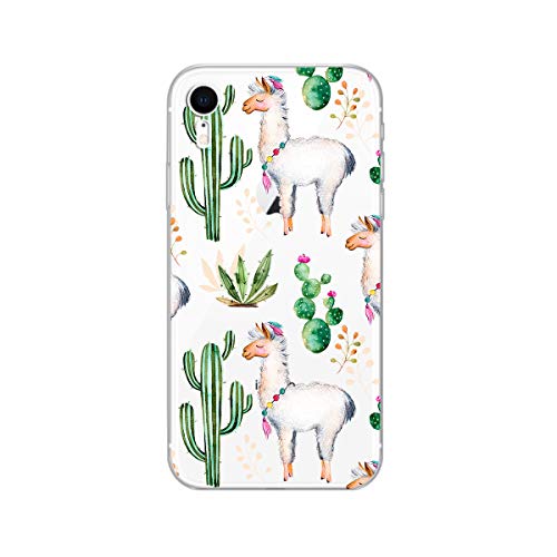 Blingy's Iphone Xr Case, Women Girls Cute Llama Design With Cactus Pattern Fun Alpaca Cartoon Animal Style Transparent Soft Tpu Protective Clear Case Compatible For Iphone Xr (Llama Cactus) #TOP2
