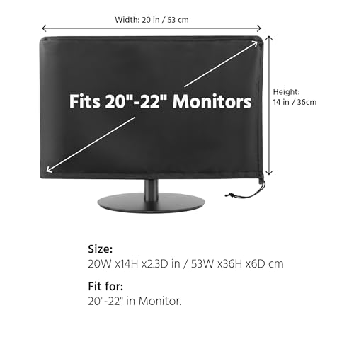Monitor Dust Cover Heavy Duty Anti-tear Full Body Protective Case Universal for 20-22" Computer LED LCD Screen Wih Adjustable Bottom Tight Rope Black -21Wx14Hx2.3D in by SZBRO - Used condition - Image 2