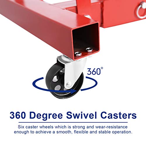 Goplus 2 Ton Folding Engine Hoist Cherry Picker Shop Crane Hoist Lift, Heavy Duty Steel With 6 Iron Caster Wheels (Red) #TOP5