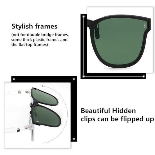Image of FEISEDY Polarized Clip On Sunglasses Over Prescription Glasses Men Women Fit Flip Up B4177
