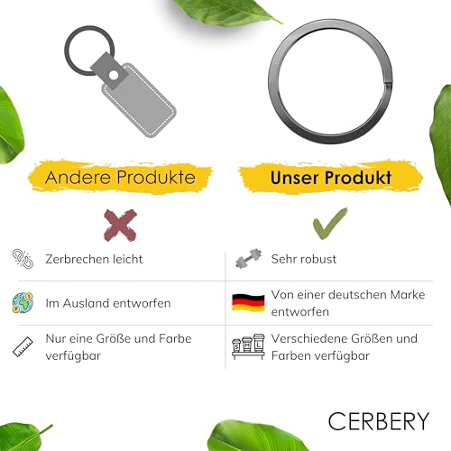 Schlüsselringe Cerbery Set aus gehärtetem Stahl 5 x 30 mm 5 x 25 mm
