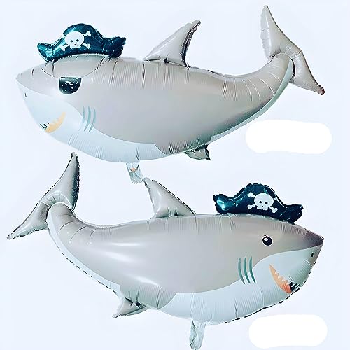 Ballon gonflable animal en forme de requin, gris, environ 62 x 97 cm – Parfait pour les anniversaires d'enfants, les fêtes à thème, les décorations, les...