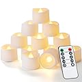 Homemory 12pcs Remote Candles, Timer Candles, 400+Hours Flickering Flameless Battery Operated LED Tea Lights Candles Votive Candles with Remote, for Tabletop Lighting, Table Centerpieces Decor
