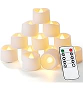 Homemory 12pcs Remote Timer LED Tea Lights Candles, 400+Hours Flickering Flameless Battery Operat...