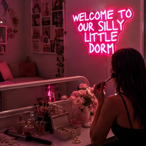 Image of Welcome To Our Dorm Neon Sign Led Neon Lights Neon Signs for Wall Decor Light Up Sign for Birthday Party Club Gift